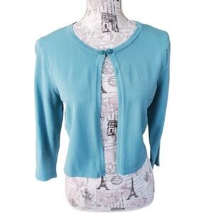 Eva Medes Ny & Co light blue cardigan one button front size med NEW WITH TAGS